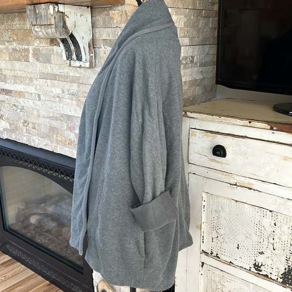 James Perse gray open front cardigan sweatshirt pockets roll sleeves heavy - Picture 5 of 16